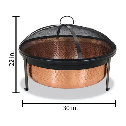 Wood Burning Copper Fire Pit with Cover Outdoor