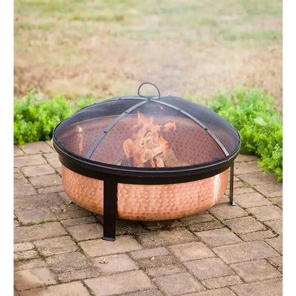 Wood Burning Copper Fire Pit with Cover Outdoor