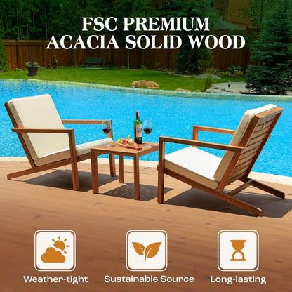 Outdoor Club Chairs Set with Side Table