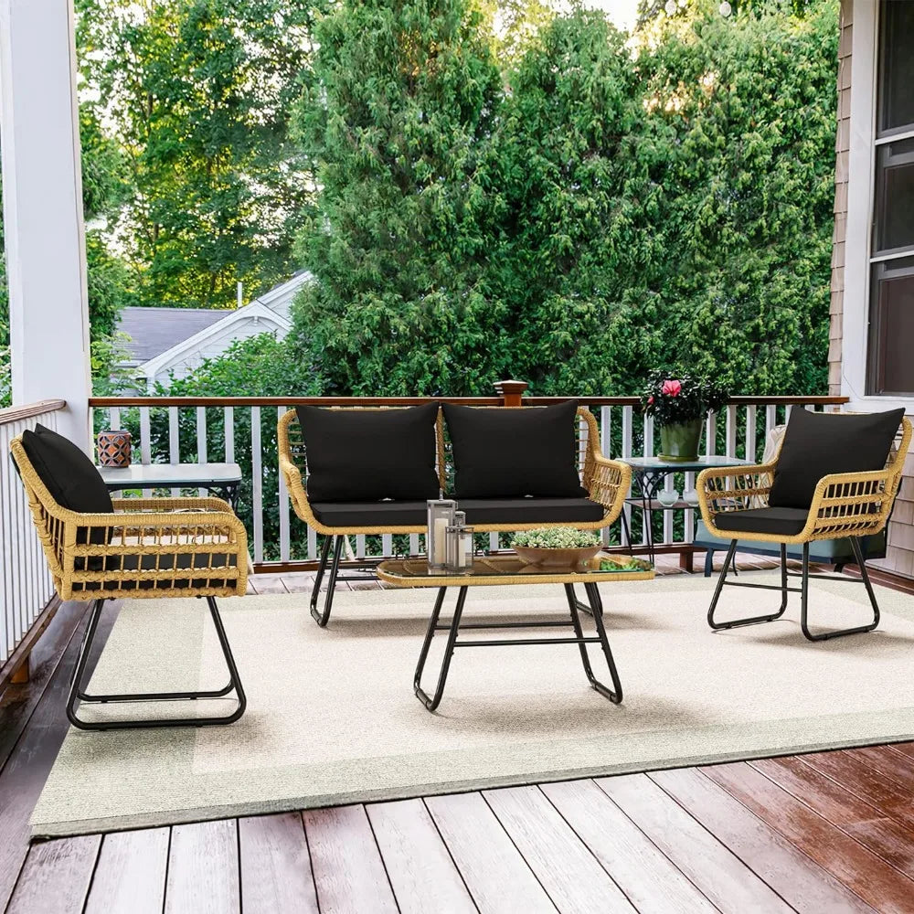 4-Piece Wicker Outdoor Bistro Set