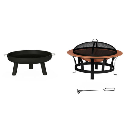 Steel fire pit with side handles