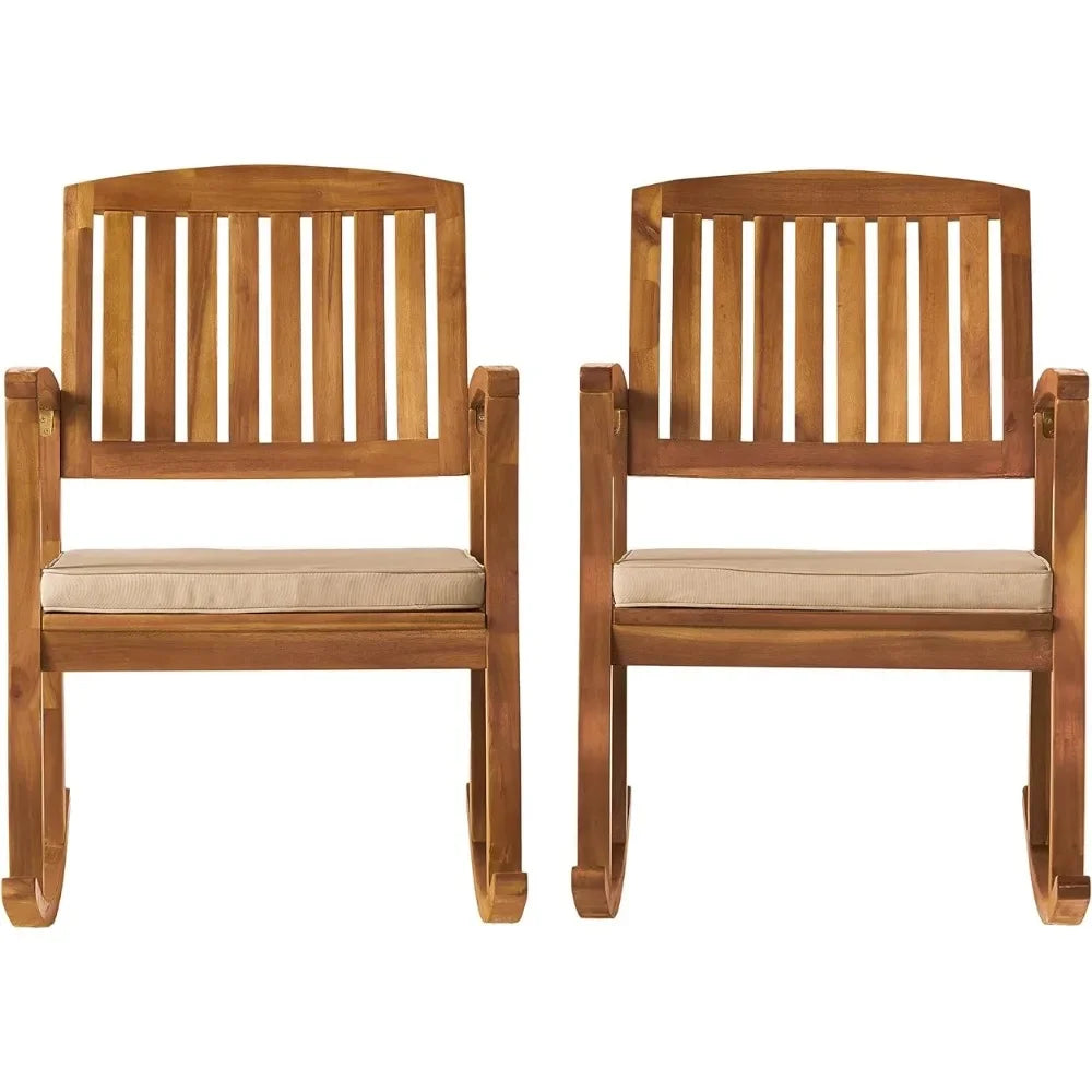 Rocking Chairs 2-Pcs Set with Cushions