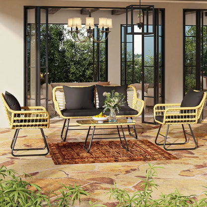 4-Piece Wicker Outdoor Bistro Set