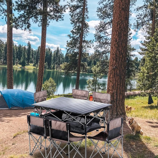 Folding Camping Table with 6 Chairs