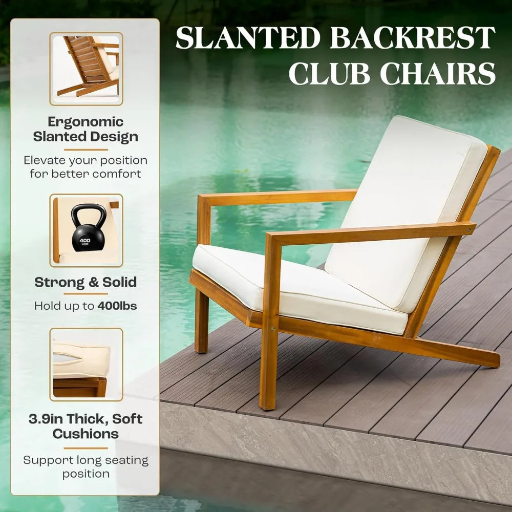 Outdoor Club Chairs Set with Side Table