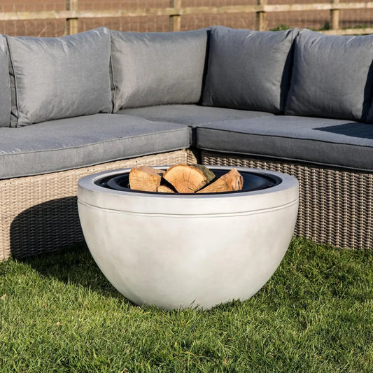 Round Faux Concrete Outdoor Fire Pit