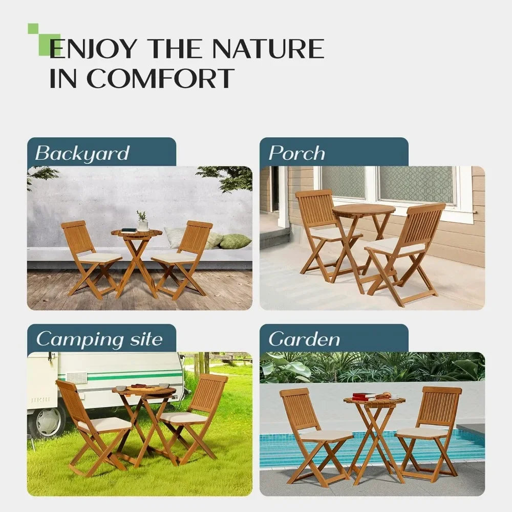 Heavy-Duty Patio Bistro Set with Folding Chairs