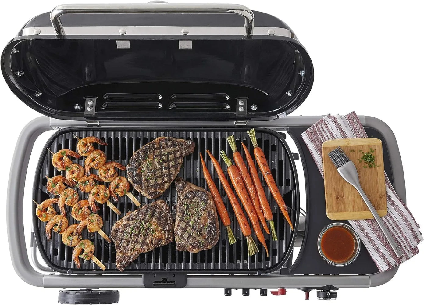 a grill with food on it