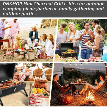 group of people having a picnic with a travel grill