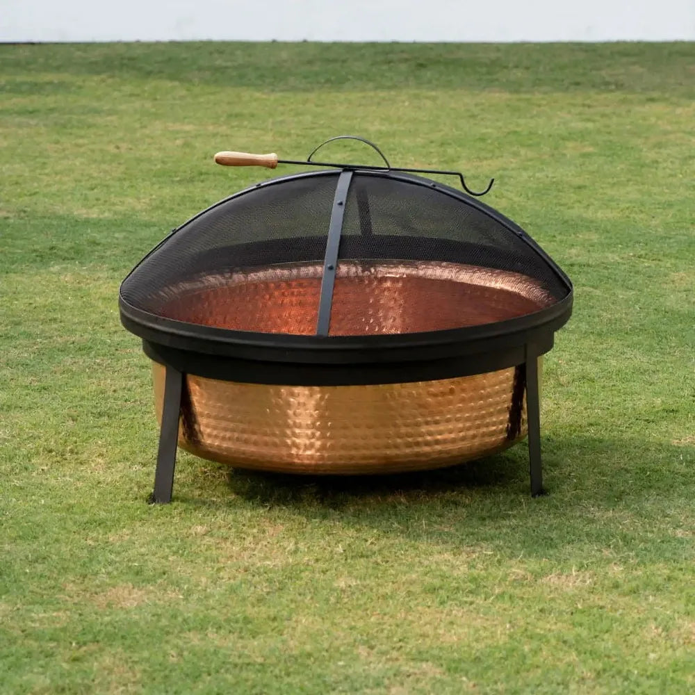 Wood Burning Copper Fire Pit with Cover Outdoor