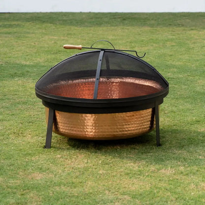 Wood Burning Copper Fire Pit with Cover Outdoor