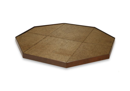 a brown hexagon shaped table