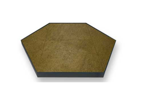 a hexagon shaped wooden platform